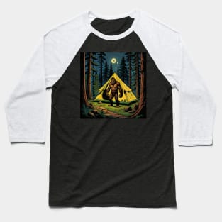 Bigfoot In The Campsite Baseball T-Shirt